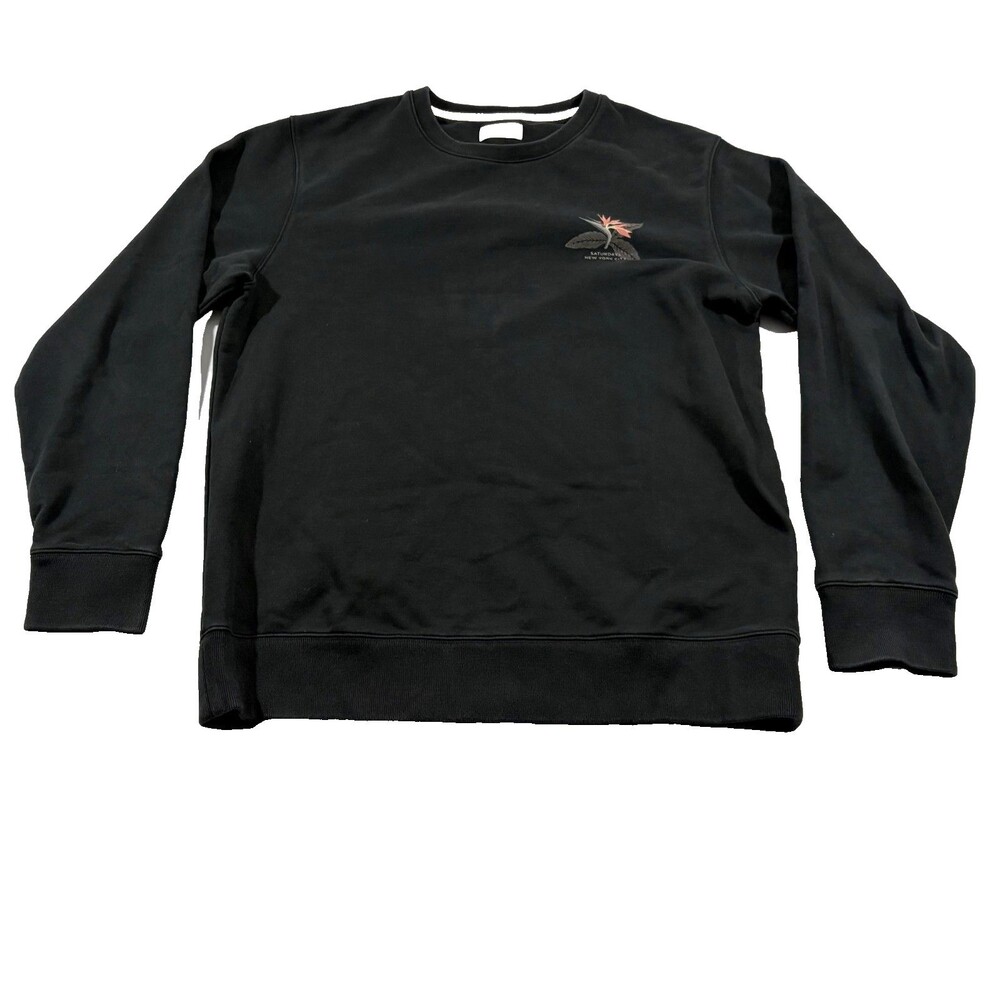 Saturdays New York City Sweatshirt Black Mens Floral Bird Crewneck Pullover XL
